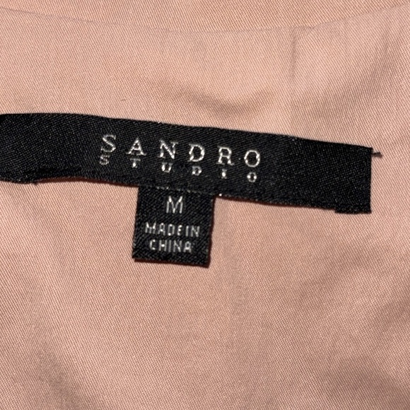 Sandro Peach Tan Short Trench Utility Jacket Self Tie Cotton Blend - Picture 7 of 13